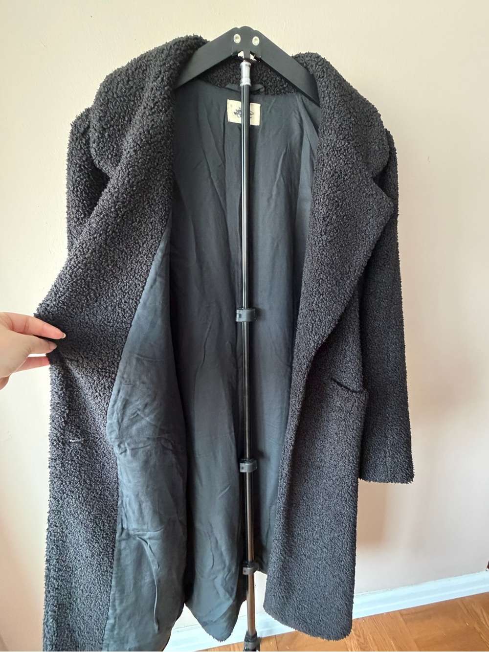 Marine Layer Colette Faux Shearling Longline Oversized Coat Black Size Large - Picture 4 of 10